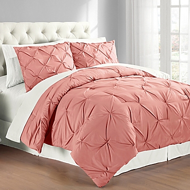 Pintuck 3-Piece Full/Queen Comforter Set in Coral. View a larger version of this product image.