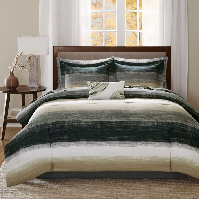 Madison Park Essentials Saben Comforter Set In Taupe Black Bed Bath Beyond