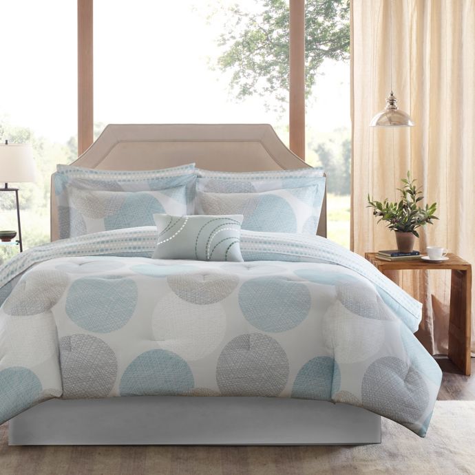 Madison Park Essentials Knowles 9 Piece Comforter Set In Aqua Bed Bath Beyond