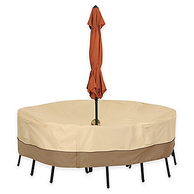 Veranda Round Outdoor Table Cover With, 48 Round Outdoor Tablecloth With Umbrella Hole