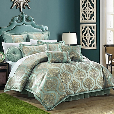 Chic Home Ricci 9-Piece Queen Comforter Set in Blue. View a larger version of this product image.