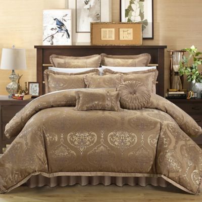 Chic Home Ricci 9-Piece Queen Comforter Set in Gold