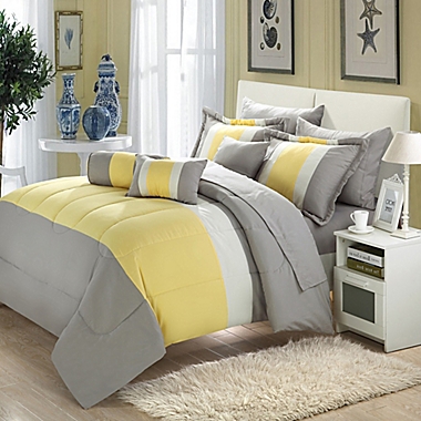 Chic Home Sebastian 10-Piece King Comforter Set in Yellow. View a larger version of this product image.