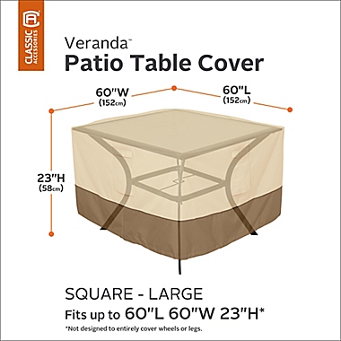 Classic Accessories&reg; Veranda Large Square Patio Table Outdoor Cover. View a larger version of this product image.