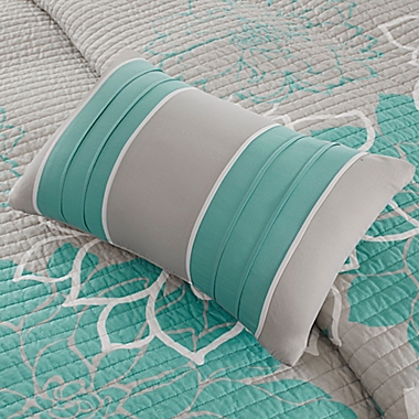Madison Park Lola Full/Queen Quilted Coverlet Set in Aqua. View a larger version of this product image.