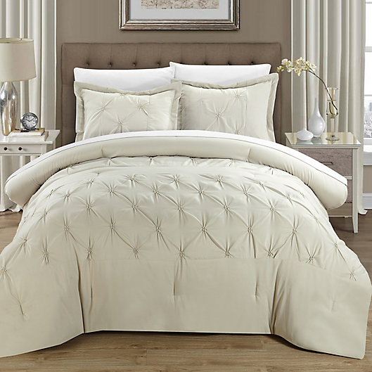 Alternate image 1 for Chic Home Nica 7-Piece King Duvet Cover Set in Beige