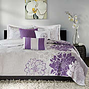 Madison Park Lola 6-Piece Full/Queen Coverlet Set in Grey/Purple