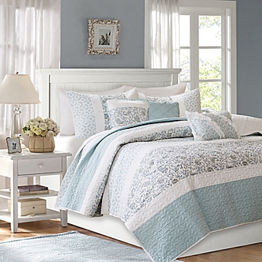 Madison Park&reg; Dawn 6-Piece Full/Queen Coverlet Set in Blue. View a larger version of this product image.