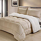 Alternate image 1 for Cathay Home Sherpa Down Alternative 3-Piece Reversible Queen Comforter Set in Camel