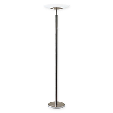 Adesso&reg; Stellar Brushed Steel Torchiere Floor Lamp. View a larger version of this product image.