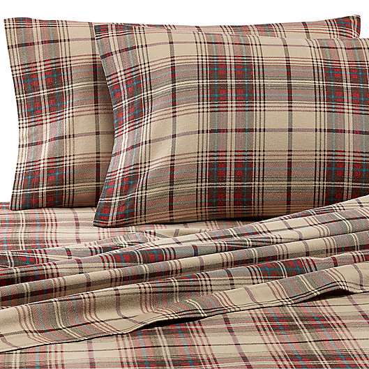 Alternate image 1 for Eddie Bauer® Montlake Plaid Cotton Flannel Twin Sheet Set in Red