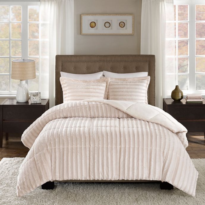 Madison Park Duke Faux Fur 3 Piece Comforter Set Bed Bath Beyond