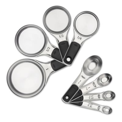 Gray Measuring Cups and Measuring Spoons 8 Piece Set of Plastic Measuring Cup and Spoon Set with Stainless Steel Handles, Gray Measuring Cups and Measuring Spoons 8 Piece Set of Plastic Measuring Cup and Spoon Set with Stainless Steel Handles,