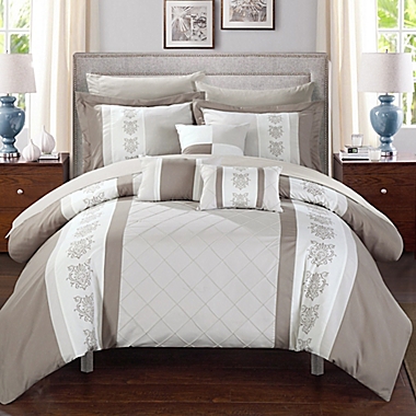 Chic Home Adam 10-Piece King Comforter Set in Beige. View a larger version of this product image.
