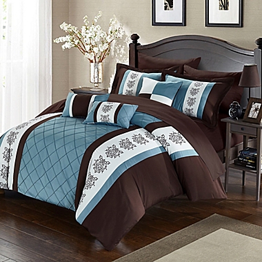 Chic Home Adam 8-Piece Twin Comforter Set in Brown. View a larger version of this product image.