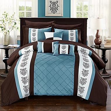 Chic Home Adam 8-Piece Twin Comforter Set in Brown. View a larger version of this product image.