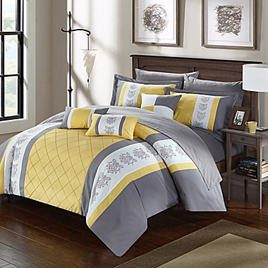 Chic Home Adam 8-Piece Twin Comforter Set in Yellow. View a larger version of this product image.