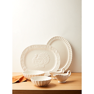 Harvest Turkey 20-Inch Oval Serving Platter in White. View a larger version of this product image.