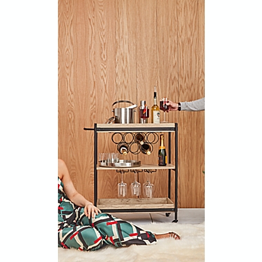 Bee &amp; Willow&trade; Bar Cart with Wine Rack in Natural/Black. View a larger version of this product image.