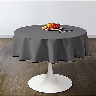 Studio 3B&trade; Merrowed Linen Blend 70-Inch Round Tablecloth in Grey. View a larger version of this product image.