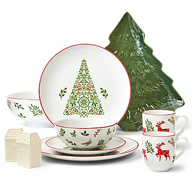 Bee &amp; Willow&trade; Christmas 12-Piece Dinnerware Set in White/Red. View a larger version of this product image.