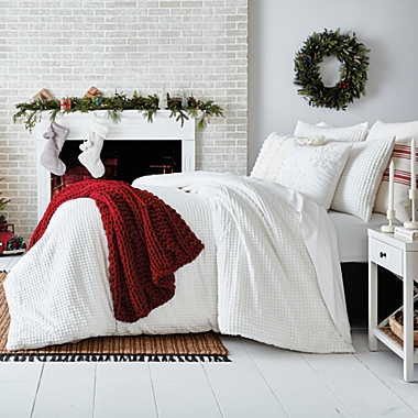 Bee &amp; Willow&trade; Waffle Grid 3-Piece King Comforter Set in Coconut Milk. View a larger version of this product image.
