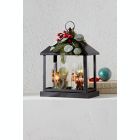 Alternate image 1 for Bee &amp; Willow&trade; Classic Floral LED Christmas Hurricane Lanterns in Black (Set of 2)