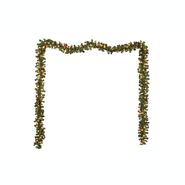 H for Happy&trade; 20-Foot Christmas Garland in Green/Red with Clear Lights. View a larger version of this product image.