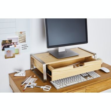 Squared Away&trade; Monitor Stand with Storage in Brushed Nickel. View a larger version of this product image.