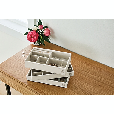 Squared Away&trade; Small Stackable Jewelry Trays in Coconut Milk (Set of 3). View a larger version of this product image.