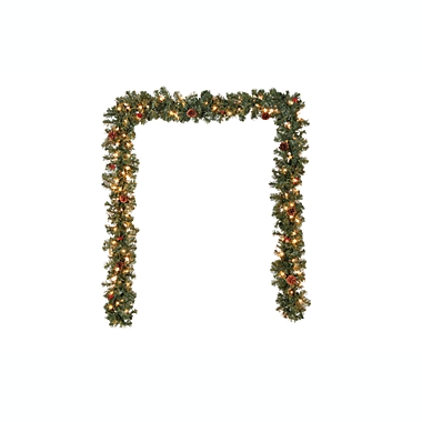 H for Happy&trade; 6-Foot Christmas Garlands in Green/Red with Clear Lights (Set of 2). View a larger version of this product image.