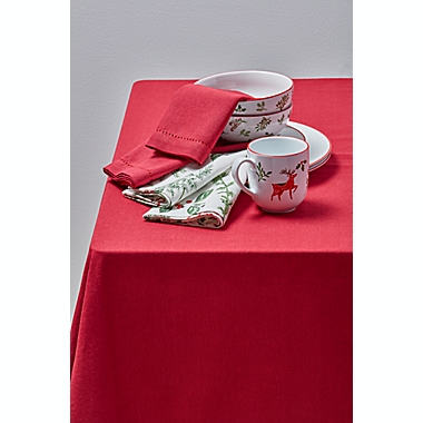 Bee &amp; Willow&reg; Solid Hemstitch 60-Inch x 120-Inch Rectangular Tablecloth in Red. View a larger version of this product image.
