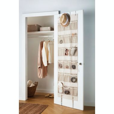 Squared Away&trade; 36-Pocket Over-the-Door Canvas Organizer in Oyster Grey. View a larger version of this product image.