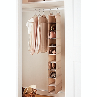 Squared Away&trade; 10-Shelf Hanging Shoe Organizer in Oyster Grey. View a larger version of this product image.