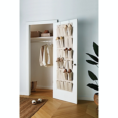 Squared Away&trade; Over-the-Door 24-Pocket Shoe Organizer in Oyster Grey. View a larger version of this product image.