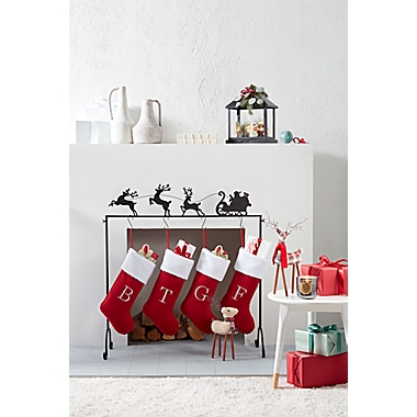 Bee &amp; Willow&trade; Freestanding Sleigh Christmas Stocking Stand in Black. View a larger version of this product image.