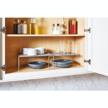Squared Away&trade; Expandable Metal Mesh Cabinet Shelves in Matte Nickel (Set of 2). View a larger version of this product image.