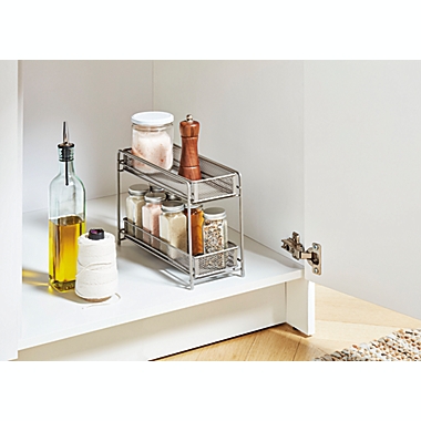 Squared Away&trade; 2-Tier Metal Mesh Spice Organizer in Matte Nickel. View a larger version of this product image.