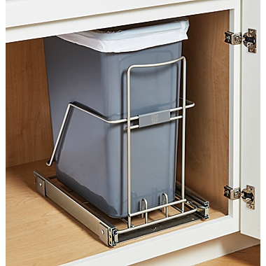 Squared Away&trade; Under-Cabinet 7.6-Gallon Sliding Trash Can in Brushed Nickel. View a larger version of this product image.