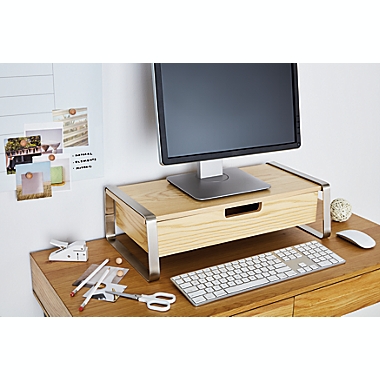 Squared Away&trade; Monitor Stand with Storage in Brushed Nickel. View a larger version of this product image.