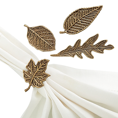 Harvest Leaf Metal Napkin Rings in Bronze (Set of 4). View a larger version of this product image.
