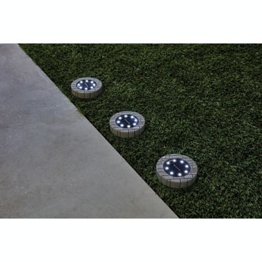 Simply Essential&trade; Outdoor Solar LED Disk Lights in Grey (Set of 4). View a larger version of this product image.