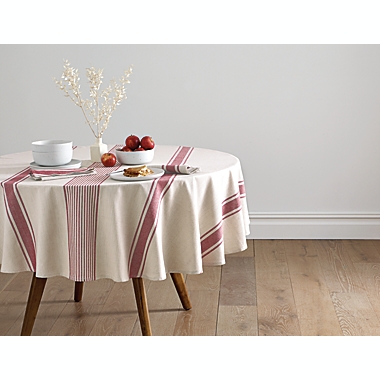 Our Table&trade; Ezra 70-Inch Round Variegated Stripe Tablecloth in Red. View a larger version of this product image.
