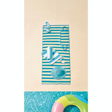 H for Happy&trade; Lightweight Beach Mat in Cool Stripe. View a larger version of this product image.