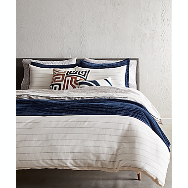 Studio 3B&trade; 3-Piece King Pinstripe Comforter Set in Coconut Milk/Navy. View a larger version of this product image.