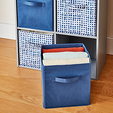 Simply Essential&trade; 11-Inch Collapsible Storage Bin in Heathered Navy. View a larger version of this product image.