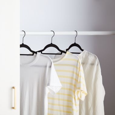 Squared Away&trade; Velvet Slim Suit Hangers in Black with Matte Black Hook (Set of 50). View a larger version of this product image.