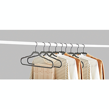 Squared Away&trade; No Slip Slim Clothing Hangers in Cool Grey with Black Hooks (Set of 50). View a larger version of this product image.