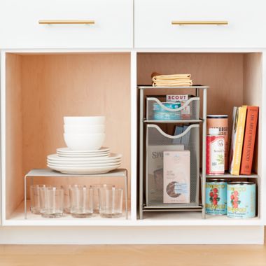 Squared Away&trade; 2-Tier Metal Mesh Cabinet Drawer in Nickel. View a larger version of this product image.