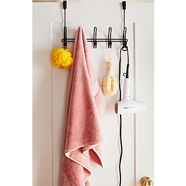 Squared Away&trade; 5-Hook Over-the-Door Rack in Matte Black. View a larger version of this product image.